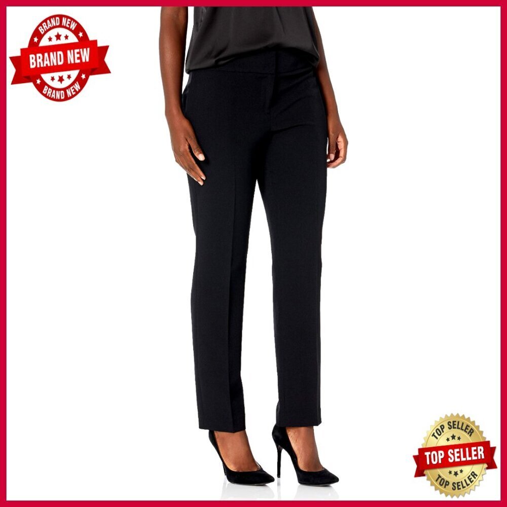Stretch Slim-Leg Work Pants, Polyester Crepe, Mid Rise, Professional Fit